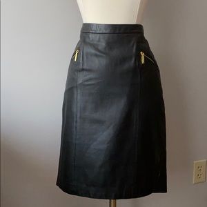 Michael Kors Black Leather Pencil Skirt